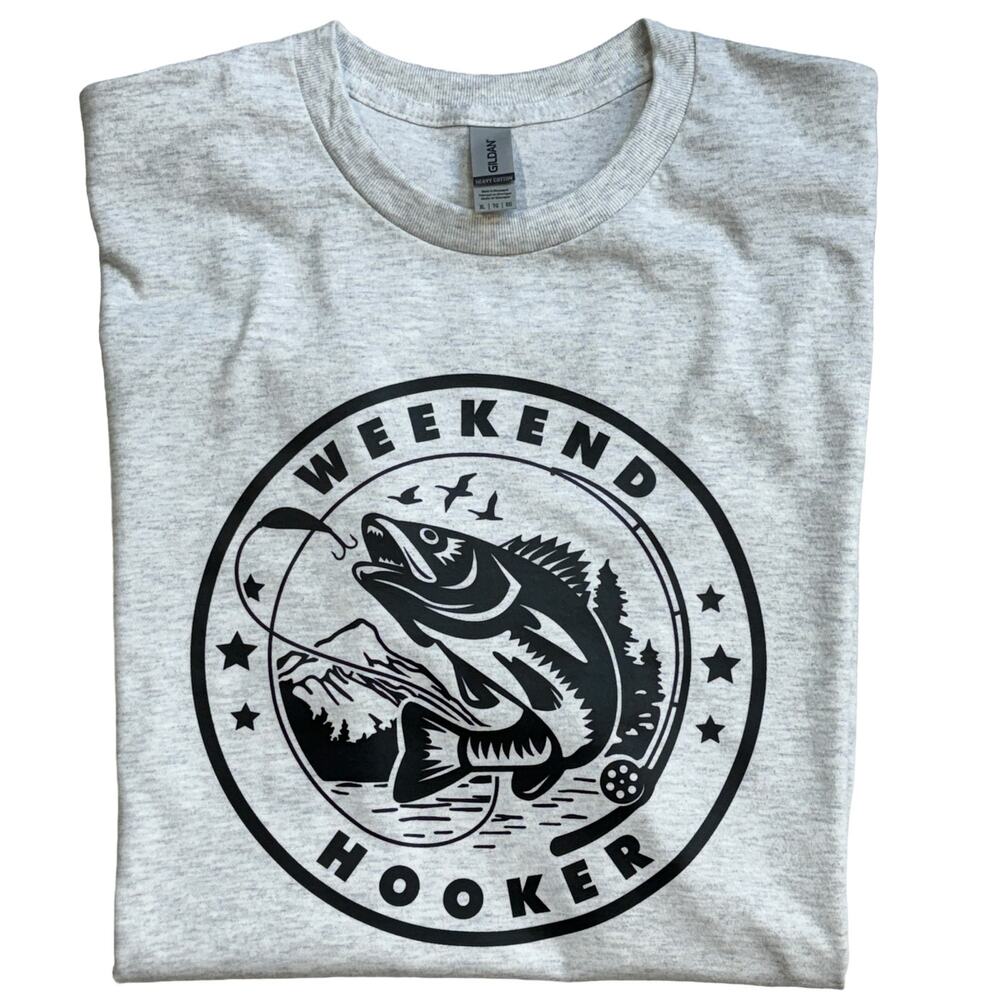 Weekend Hook..er Fishing Men's X-Large T-Shirt Light Gray Heathered Short Sleeve